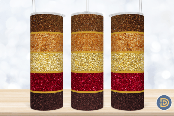 Autumn Glitter Stripe 20Oz Tumbler PNG