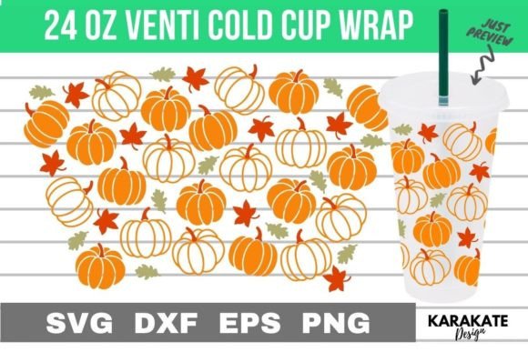 Autumn Pumpkins 24 Oz Venti Cup Wrap