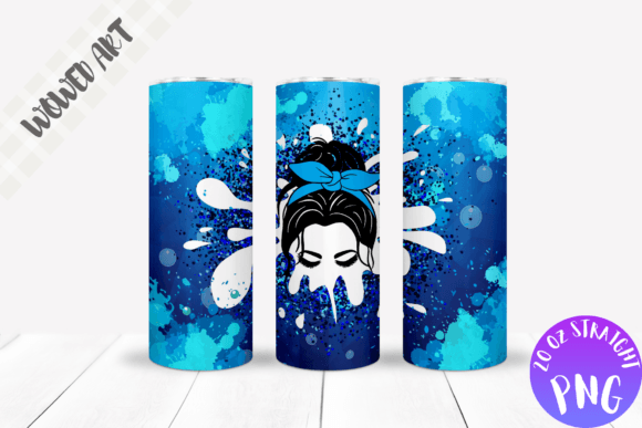 Blue Messy Bun 20oz Skinny Tumbler Wrap