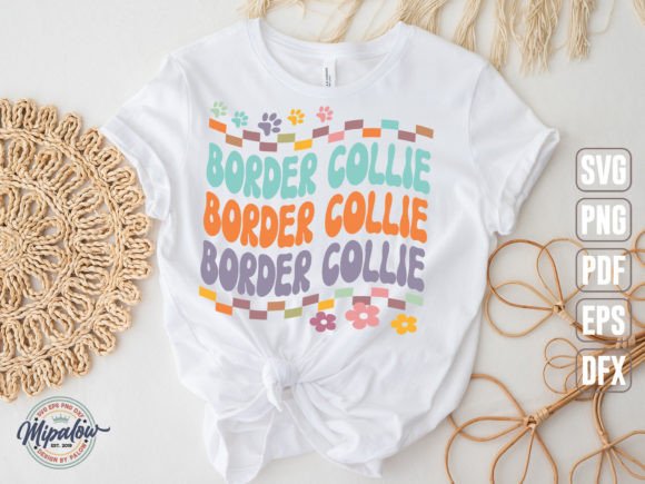 Border Collie SVG: Groovy Wavy Retro