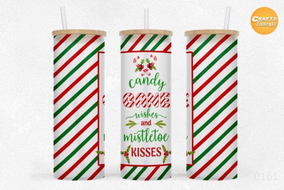 Candy Cane 25oz Libbey Glass Can Tumbler