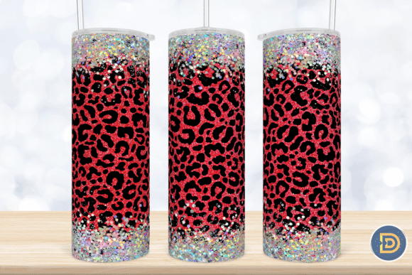 Christmas Leopard Glitter Tumbler PNG