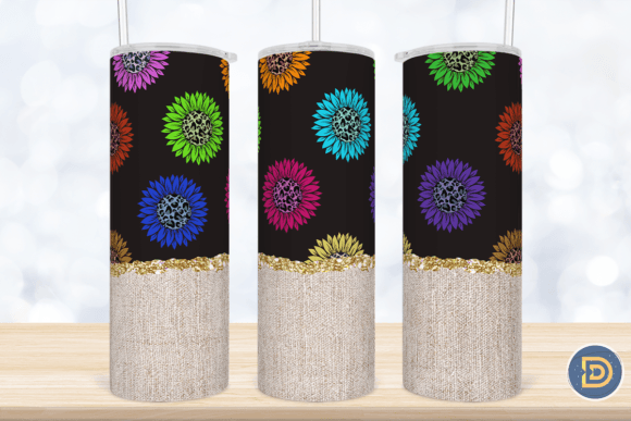 Colorful Sunflower Leopard Tumbler Wrap