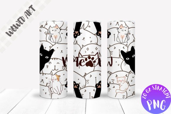 Cute Cat 20 Oz Skinny Tumbler Wrap