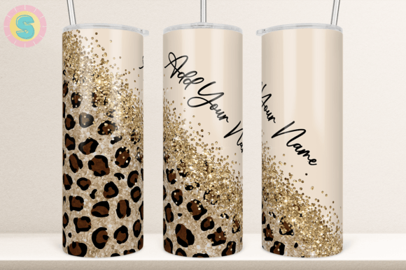 Diagonal Leopard Glitter Tumbler Wrap