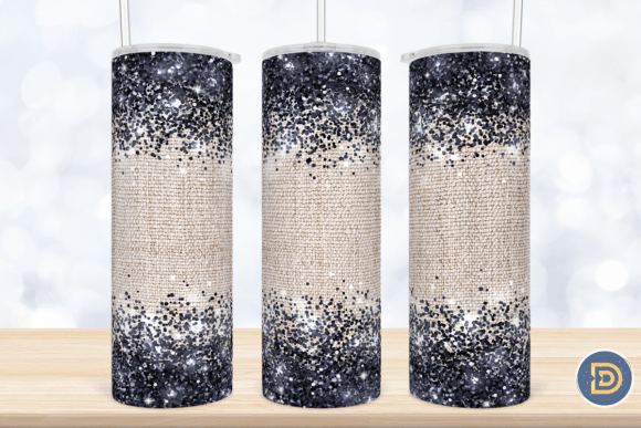 Fabric Black Glitter 20Oz Tumbler Wrap