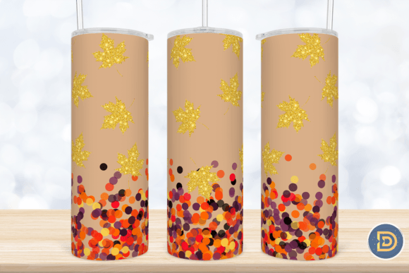 Fall Glitter Leaves 20Oz Tumbler Wrap