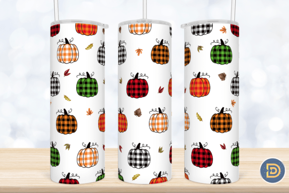 Fall Plaid Pumpkins 20Oz Tumbler Wrap
