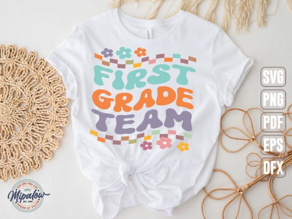 First Grade Team SVG, Wavy Text