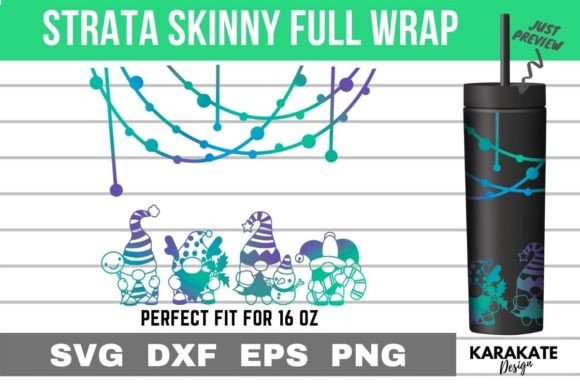Gnome Party 16 Oz Strata Skinny Wrap SVG