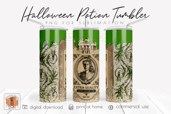 Halloween Potion Skinny Tumbler Wrap PNG