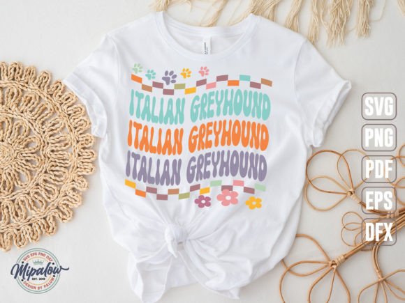 Italian Greyhound SVG: Groovy Wavy Retro