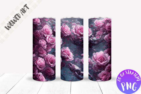 Pink Roses 20 Oz Skinny Tumbler Wrap