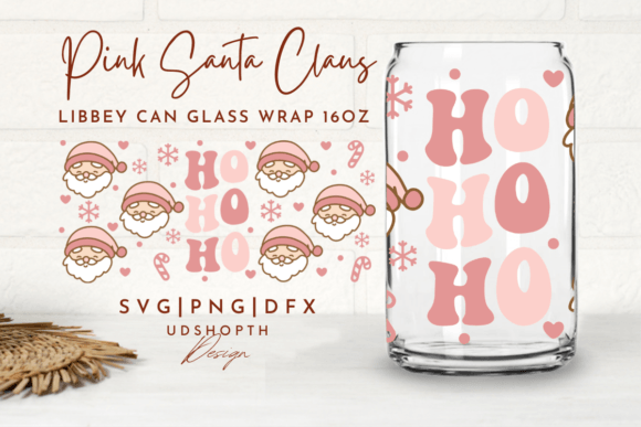 Pink Santa Claus Can Glass SVG β 16oz