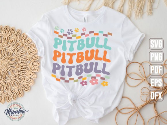 Pitbull SVG, Groovy Wavy Retro