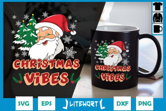 Retro Christmas Vibes Santa SVG