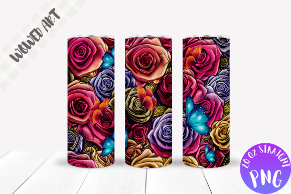 Roses 20 Oz Skinny Tumbler Wrap Design