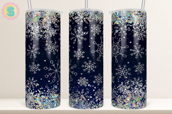 Snowflakes Glitter 20Oz Tumbler Wrap