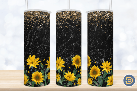 Sunflower Glitter 20Oz Tumbler Wrap