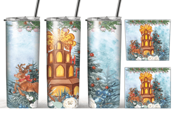 Watercolor Christmas Tumbler Wrap